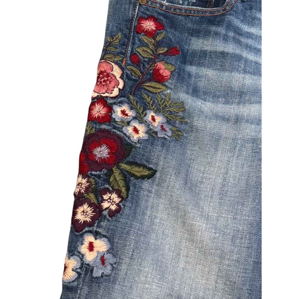 Driftwood Embroidered Floral Marilyn Jeans Size 27 Blue Mid Rise Straight Leg - Picture 3 of 11